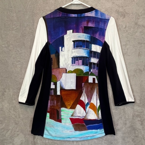 Simply Art By Dolcezza Art To Wear Top Sail Boats Coastal Sz XS Tunic - Picture 8 of 15